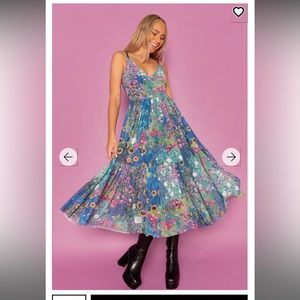 Blackmilk Klimt Collage Pink Sheer Midaxi Dress- Size Medium